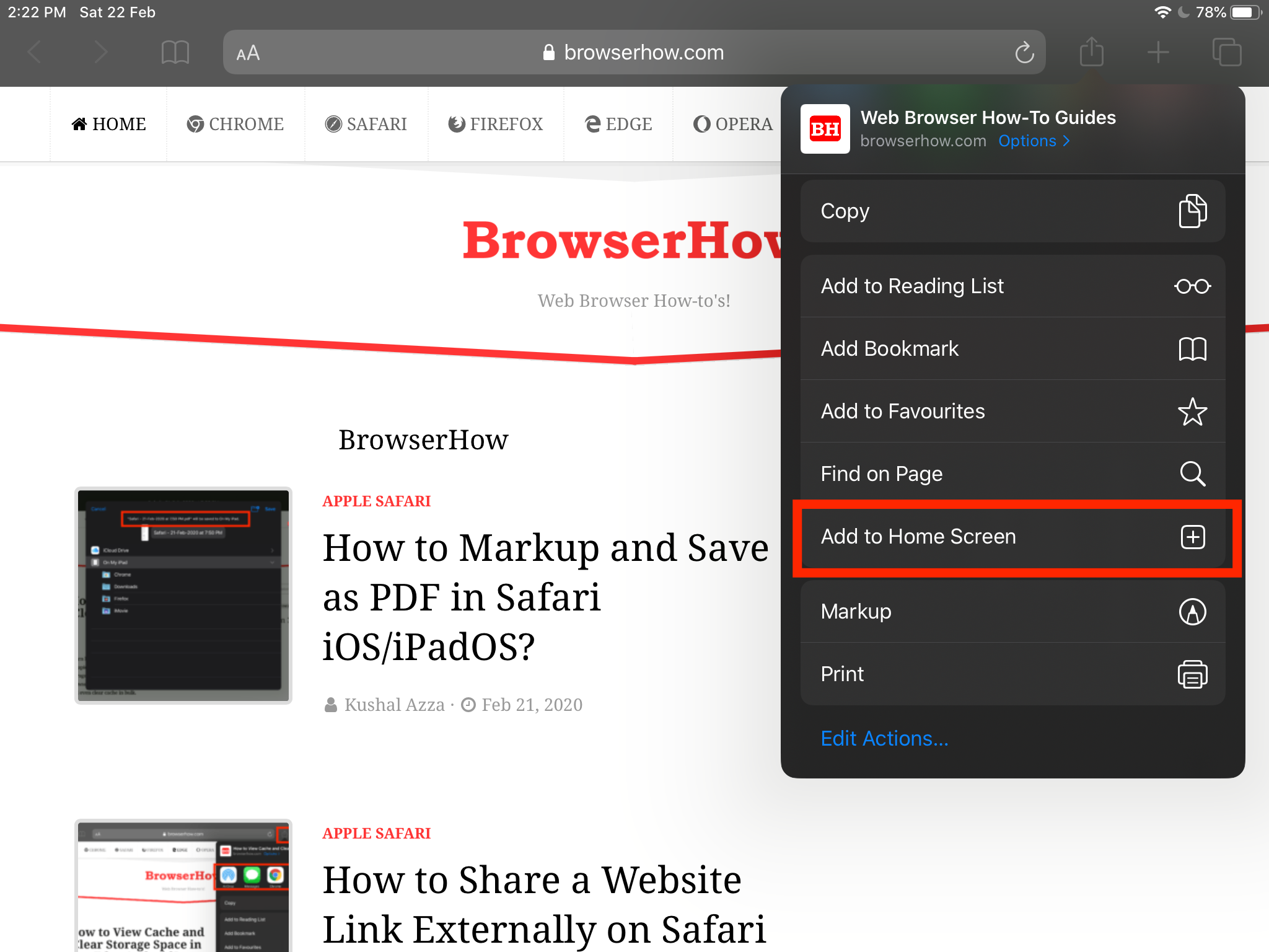how to bookmark a website in safari on iphone